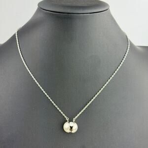Yin & King Faux Pearl Rhinestone Pendant Necklace Silver Tone Chain NWT